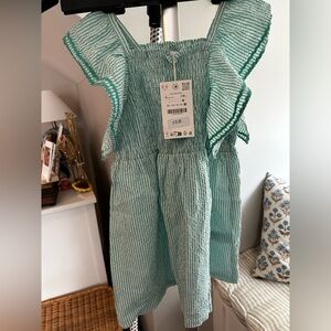 Charming Aqua Striped Kids Dress